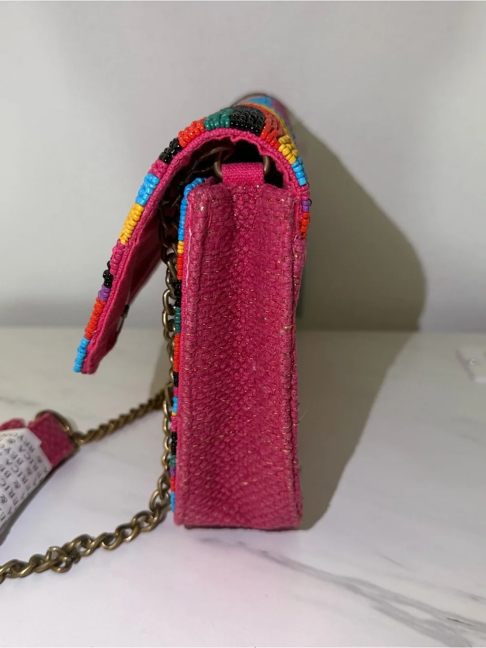 Multicolor Beaded Clutch - Wave Pattern